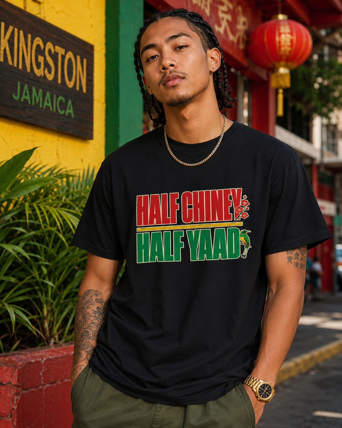 Half Chiney Half Yaad tee — Kingston